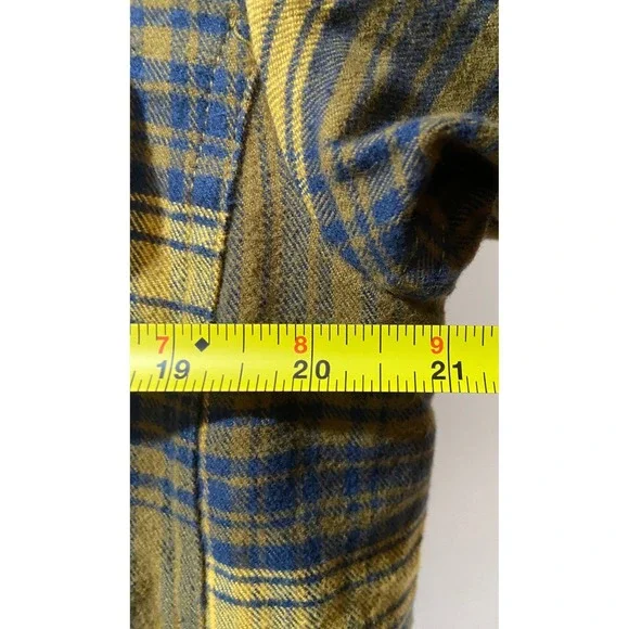 Eddie Bauer Men's Flannel Fleece Lined Shirt Jacket Yellow Plaid Outerwear Sz S - Picture 13 of 15